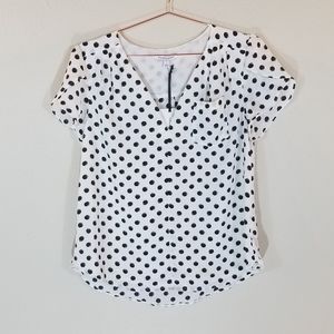 41 HAWTHORN Carol Tulip Sleeve Polka Dot Blouse L
